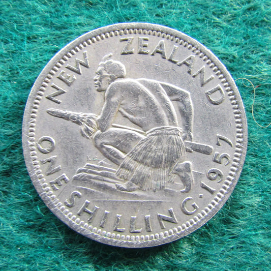 New Zealand 1957 Shilling Queen Elizabeth II Coin