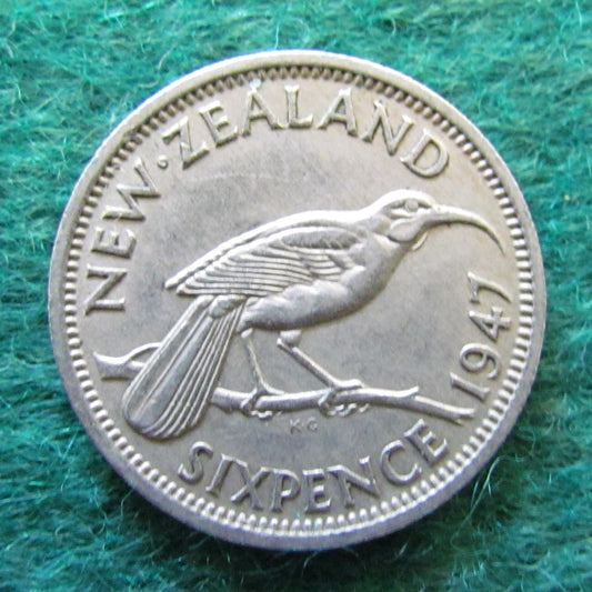 New Zealand 1947 Sixpence  King George VI Coin