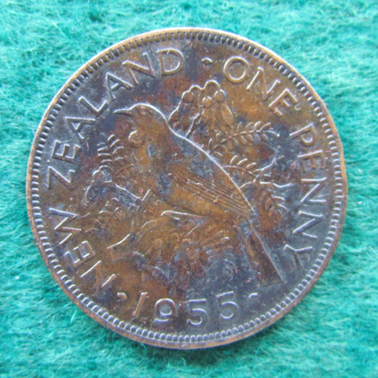New Zealand 1955 Penny Queen Elizabeth II Coin