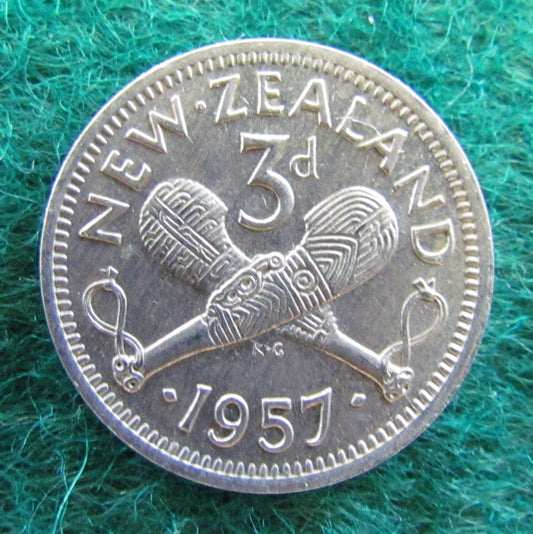 New Zealand 1957 Threepence Queen Elizabeth II Coin