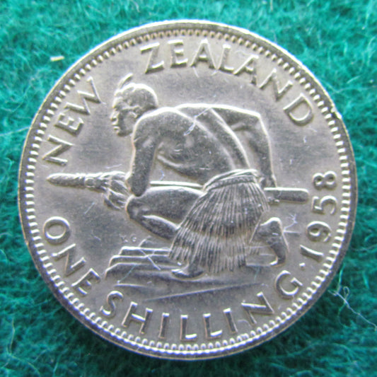 New Zealand 1958 Shilling Queen Elizabeth II Coin