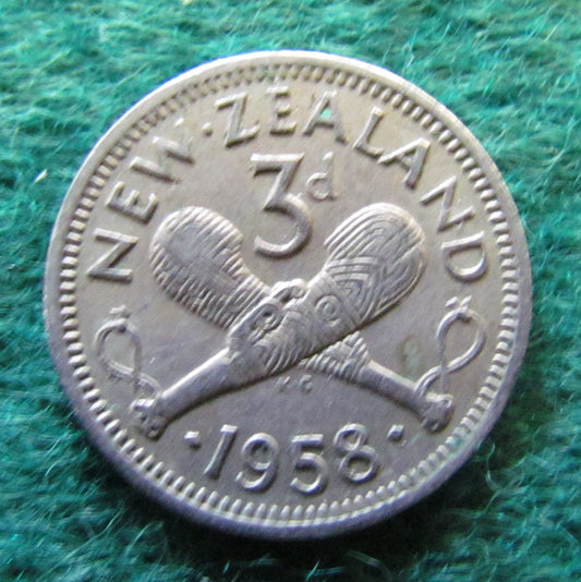 New Zealand 1958 Threepence Queen Elizabeth II Coin