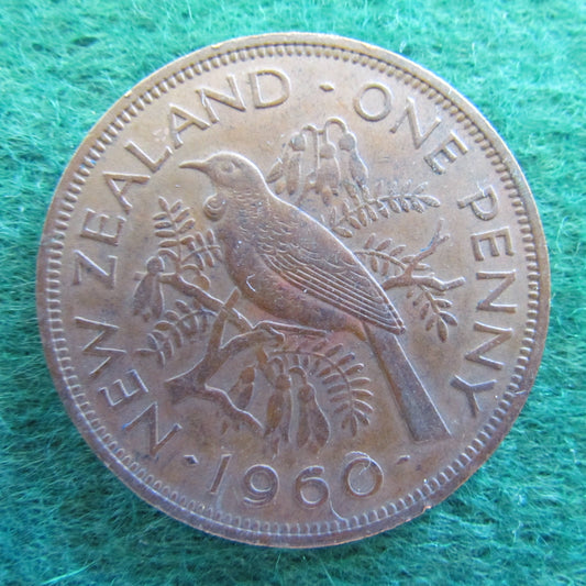 New Zealand 1960 Penny Queen Elizabeth II Coin
