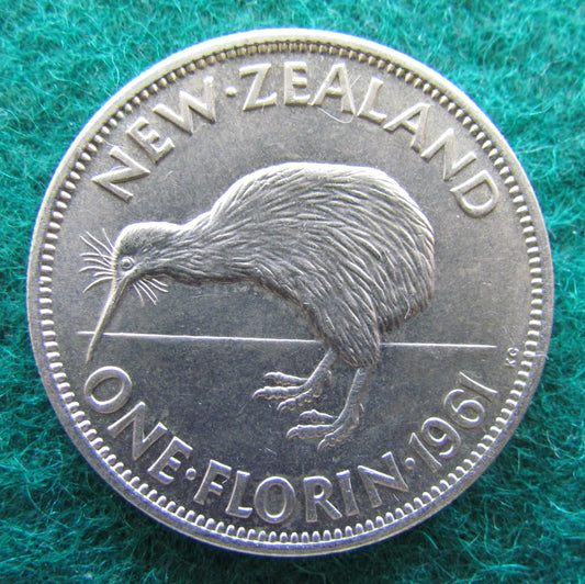 New Zealand 1961 Florin Queen Elizabeth II Coin