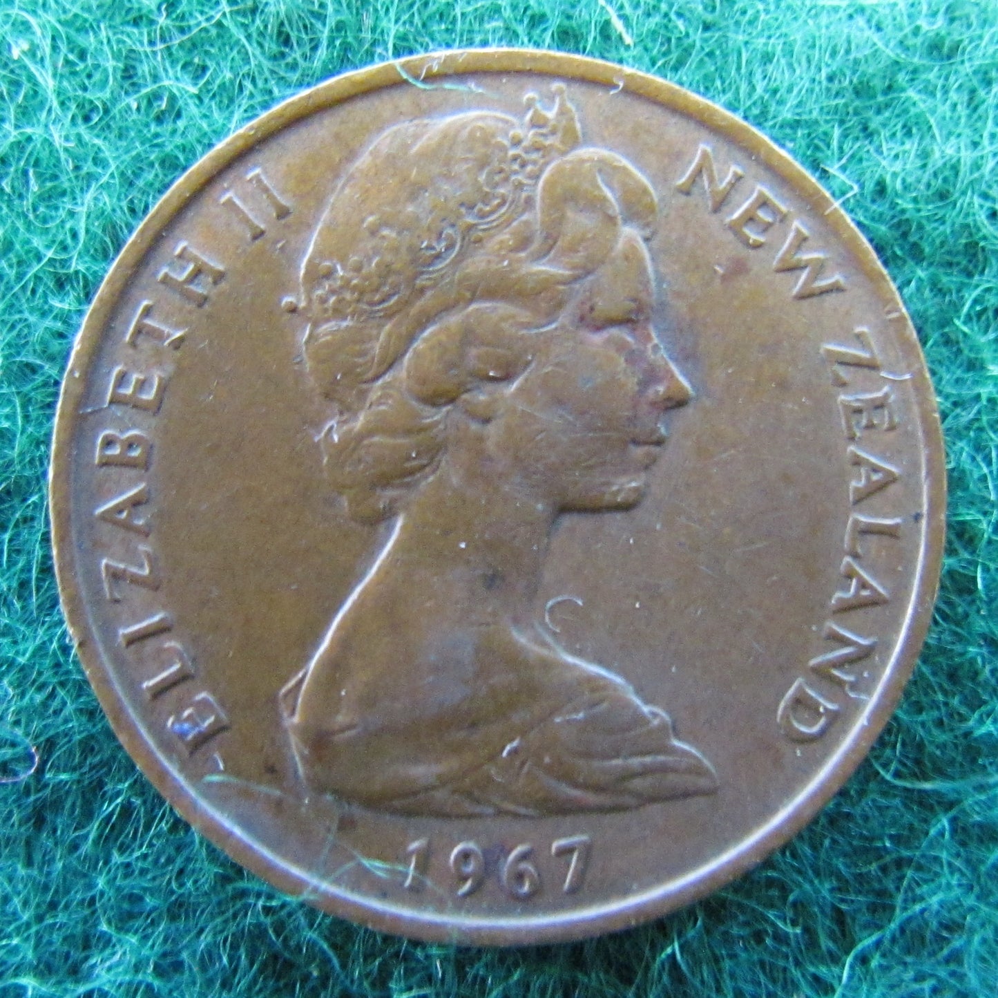 New Zealand 1967 2 Cent Queen Elizabeth II Coin