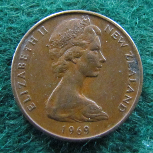 New Zealand 1969 2 Cent Queen Elizabeth II Coin
