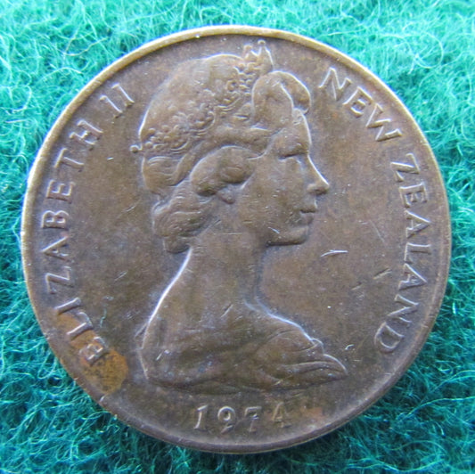 New Zealand 1974 2 Cent Queen Elizabeth II Coin