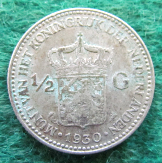 Netherlands 1930 1/2 Gulden Wilhelmina Coin