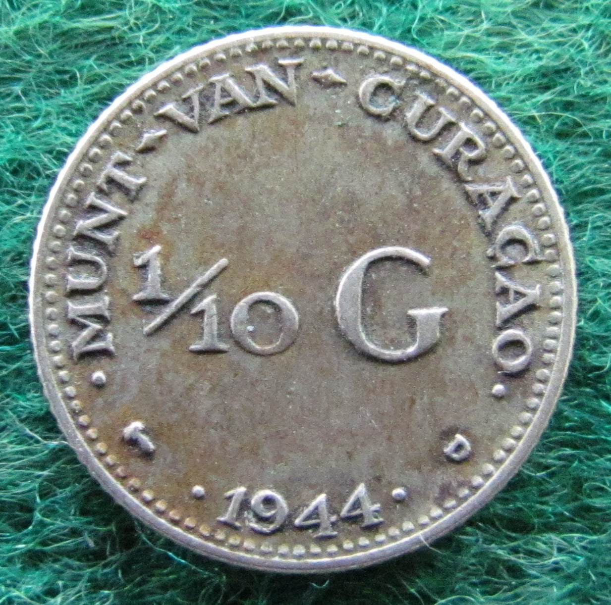 Netherlands 1944 1/10 Gulden Wilhelmina Coin