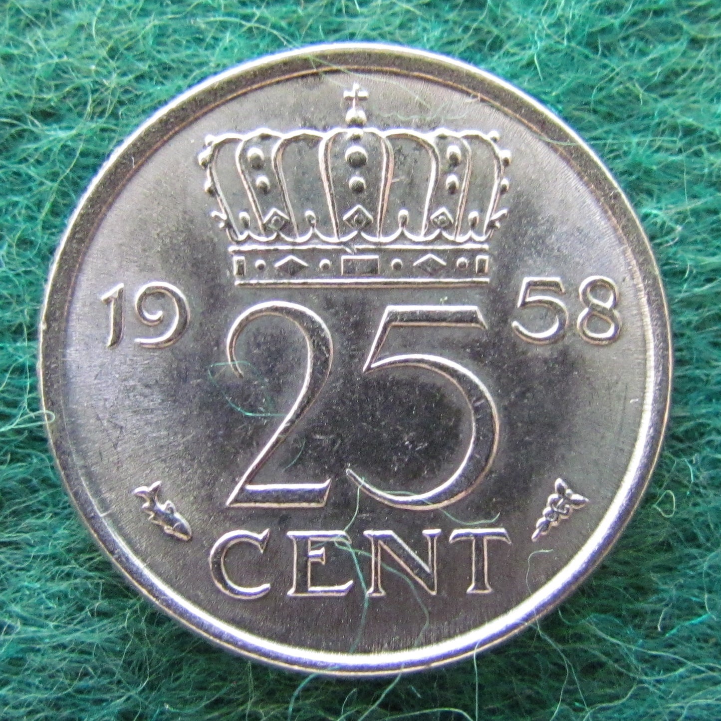 Netherlands 1958 25 Cent Juliana Coin