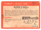 Scanlens 1965 Cricket Card #03 - Norm O'Neil Oneil