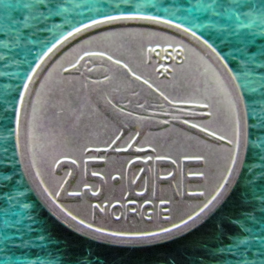 Norway 1958 25 Ore Coin - Circulated
