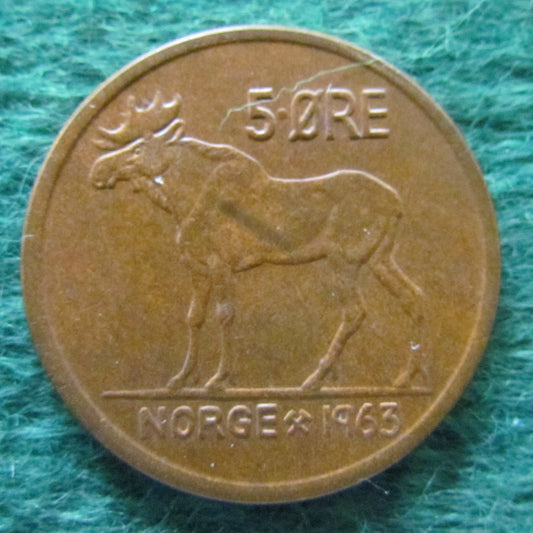 Norway 1963 5 Ore Coin - Circulated