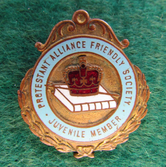 Protestant Alliance Friendly Society Juvenile Member Lapel Badge