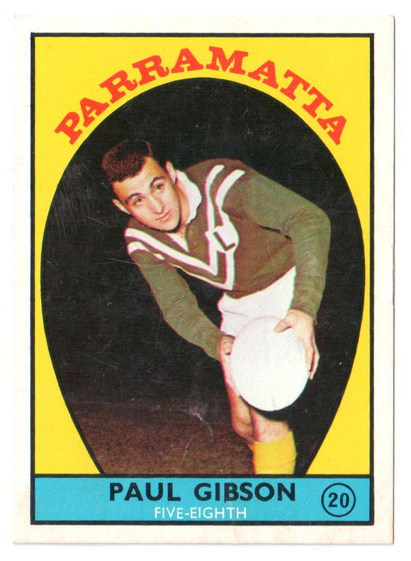 Scanlens 1968 A Grade NRL Football Card #20 - Paul Gibson - Parramatta