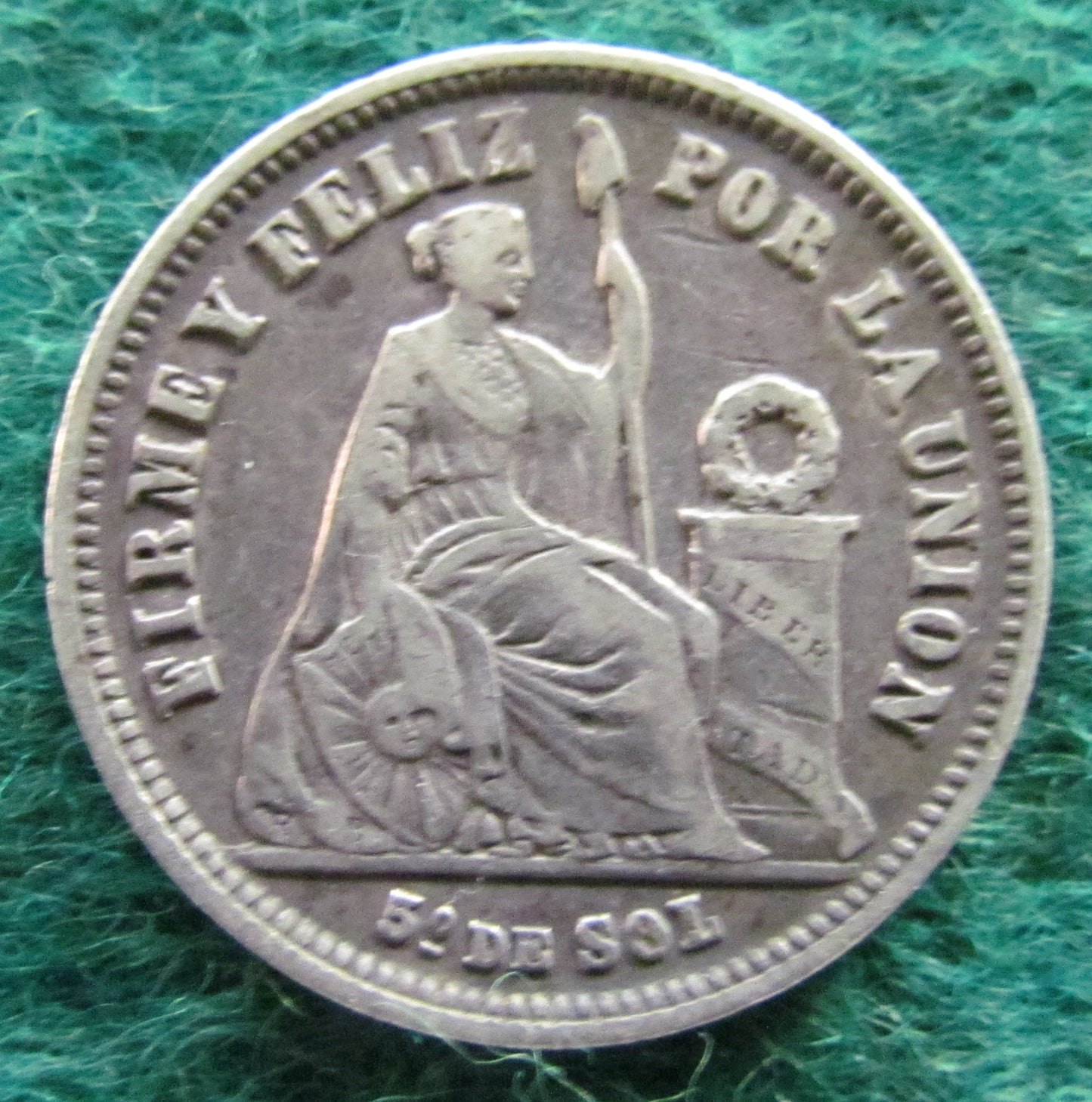 Peru 1866 1/5th Sol De Oro Coin - Circulated