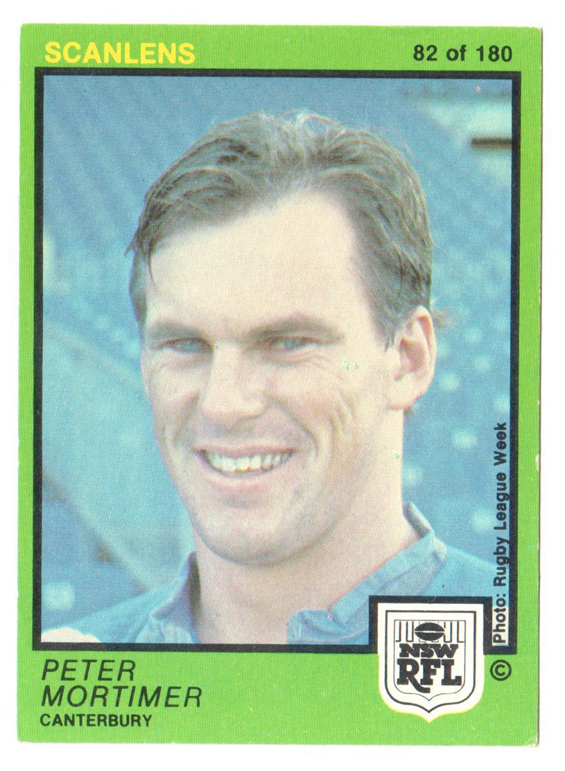 Scanlens 1982 NSW RFL Football Card 82 of 180 - Peter Mortimer - Canterbury