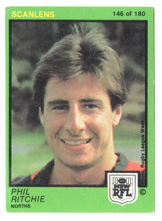 Scanlens 1982 NSW RFL Football Card 146 of 180 - Phil Richie - Norths