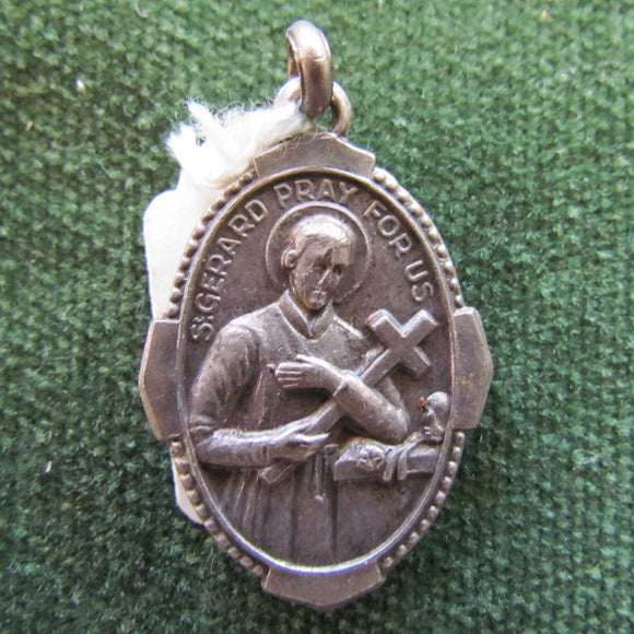 Italian Plated Saint Gerard Pray For Us Double Sided Medallion With Jump Ring
