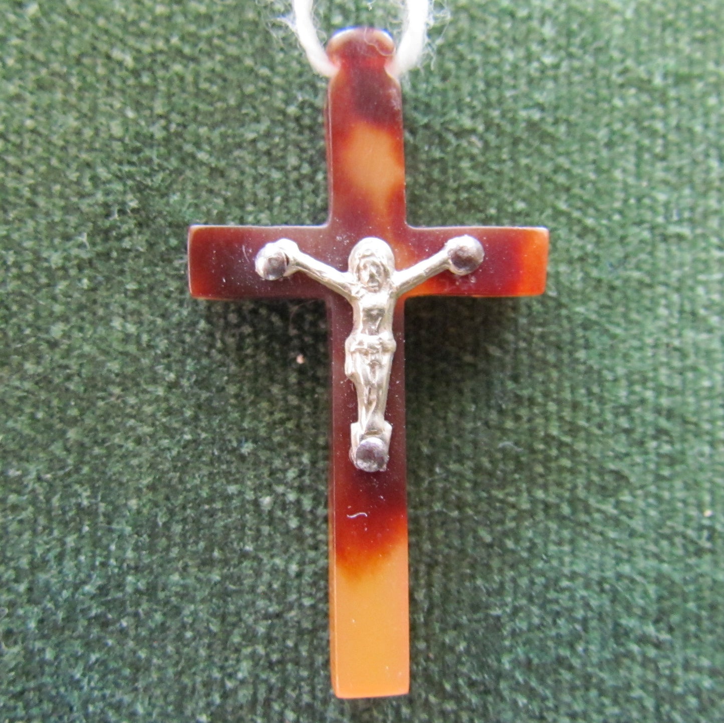 Piquette Tortoise Shell Crucifix With Jesus Pendant