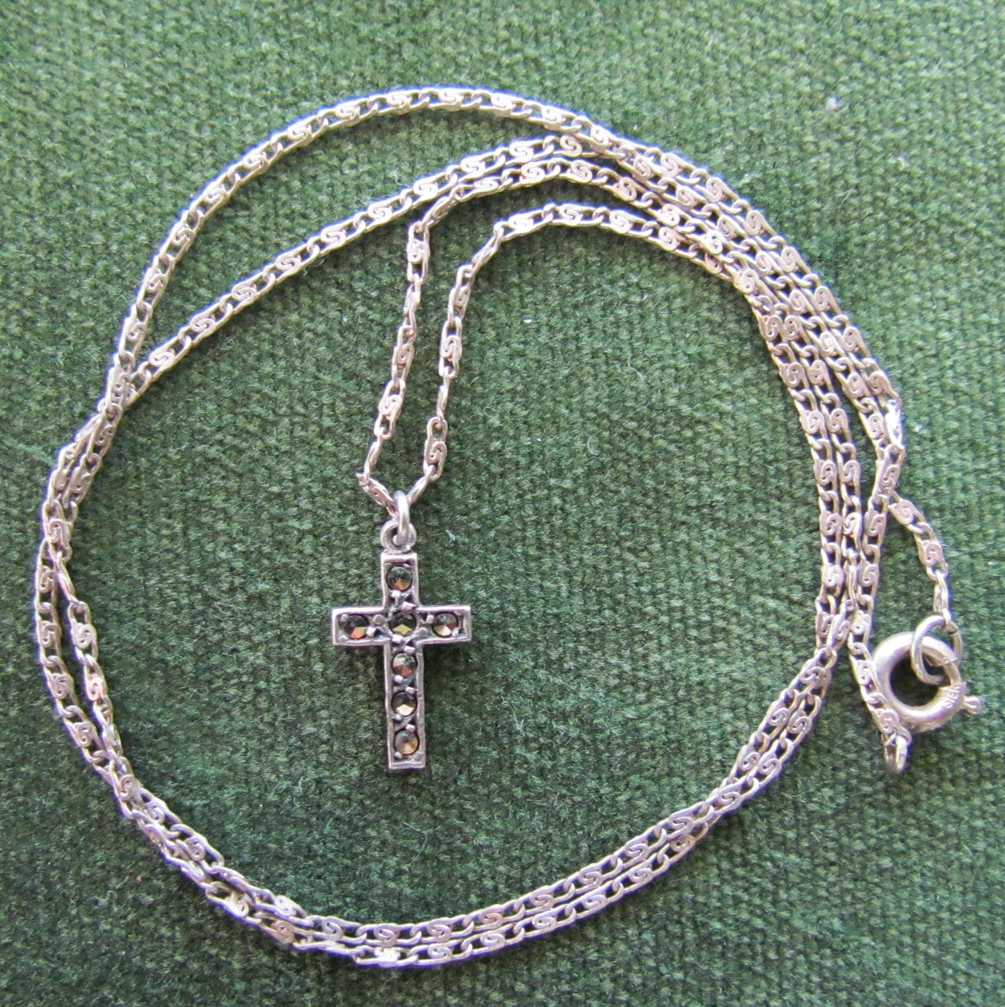 Sterling Silver Marcasite Crucifix Pendant With Chain