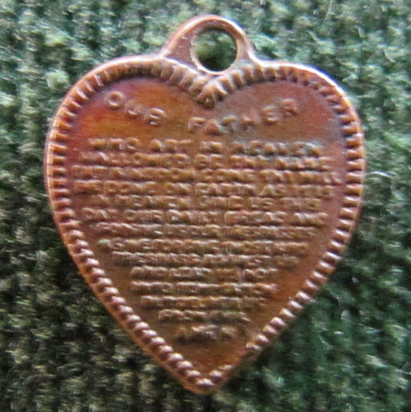 Brass Miniature Heart Shaped Charm Containing The Lords Prayer