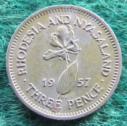 Rhodesia and Nyasaland 1957 Thee 3 Pence Coin - Circulated
