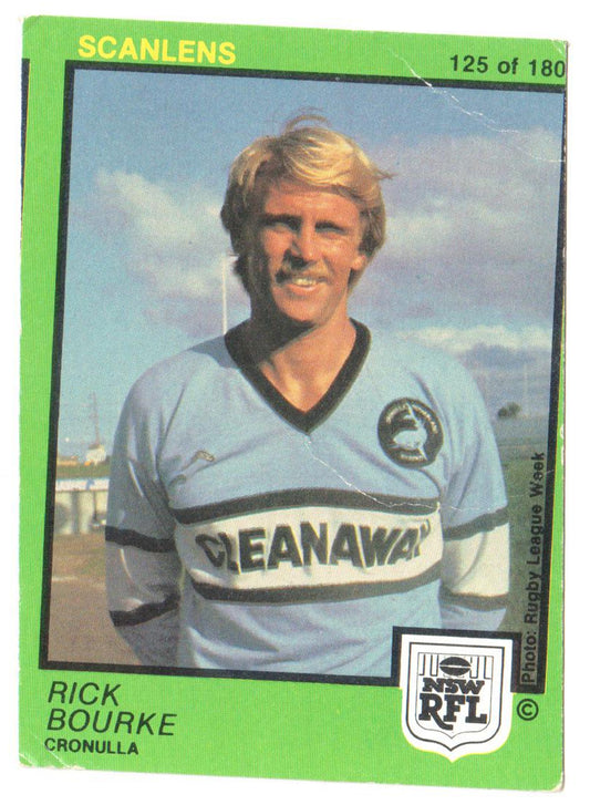 Scanlens 1982 NSW RFL Football Card 125 of 180 - Rick Bourke - Cronulla