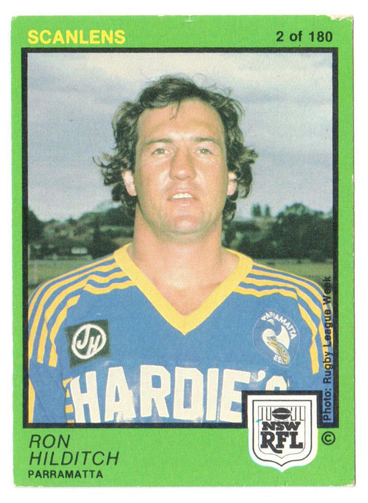 Scanlens 1982 NSW RFL Football Card 2 of 180 - Ron Hilditch - Parramatta