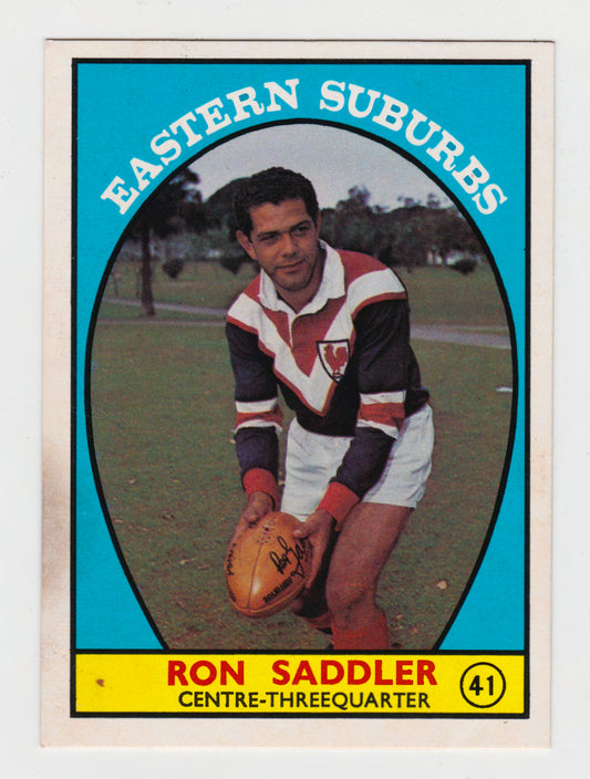 Scanlens 1968 A Grade NRL Football Card  #41 - Ron Sadler - Earstern Suburbs