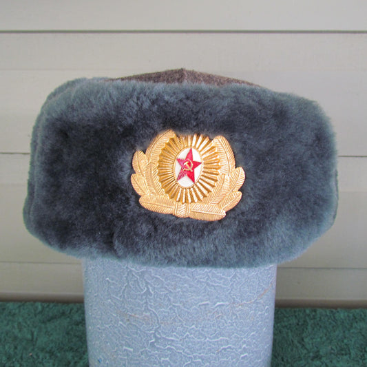 Russian Soviet Police Officers Winter Fur Cap