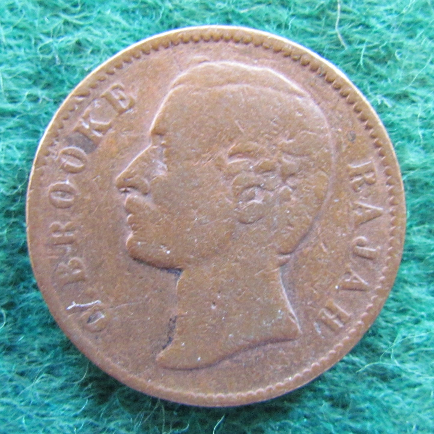 Sarawak 1870 Half Cent Coin C B Brooke Rajah