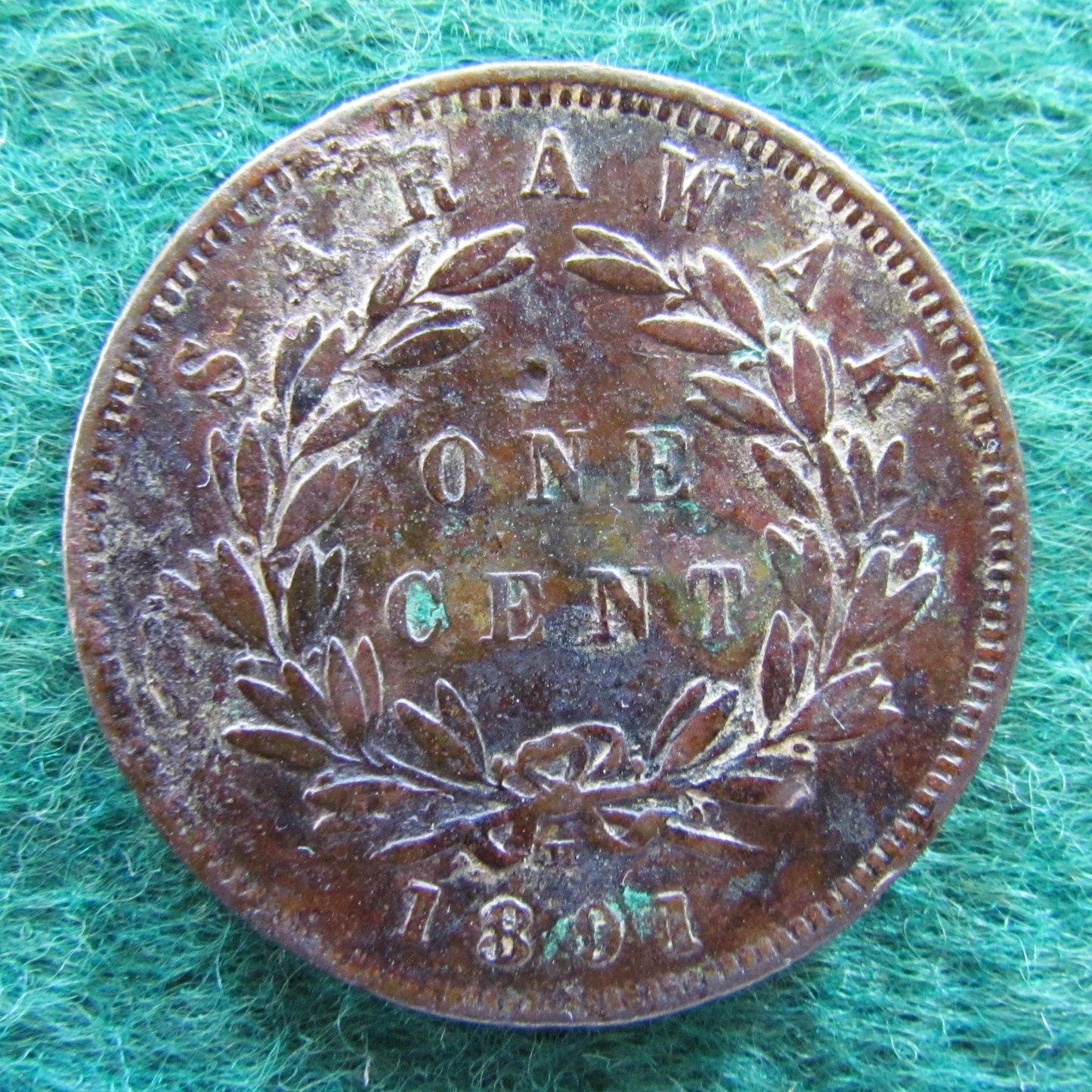Sarawak 1891 H 1 Cent Coin C Brooke Rajah