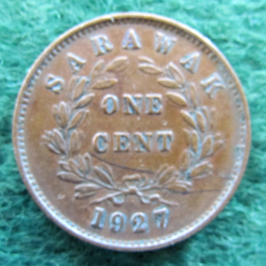 Sarawak 1927 H 1 Cent Coin C V Brooke Rajah