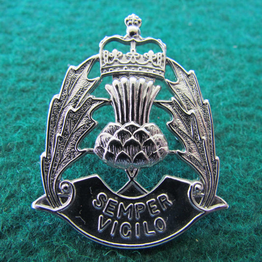 Scottish Semper Vigilo Bright Police Hat Badge Queens Crown
