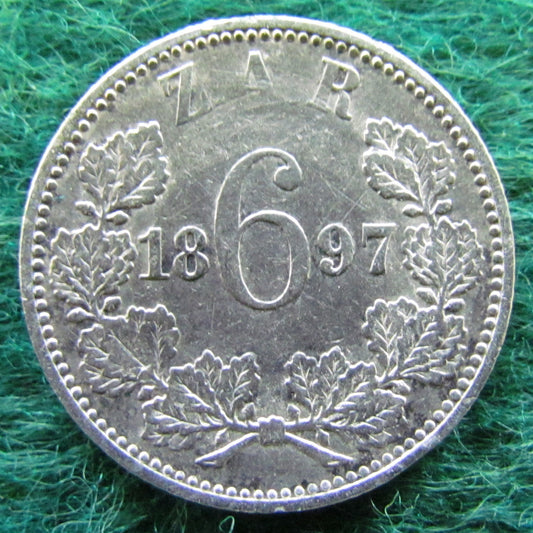 South Africa 1897 Sixpence 6 Pence Coin - Circulated