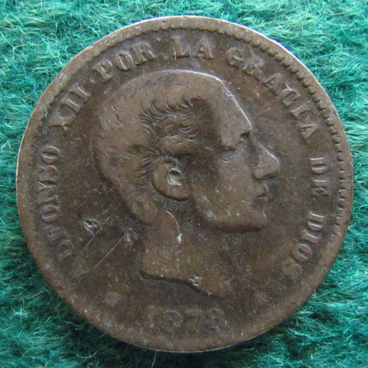 Spanish 1878 5 Centimos Coin Alfonso XII - Circulated