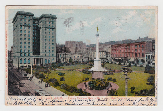 Postcard St Francis Hotel San Francisco Postmarked 1905