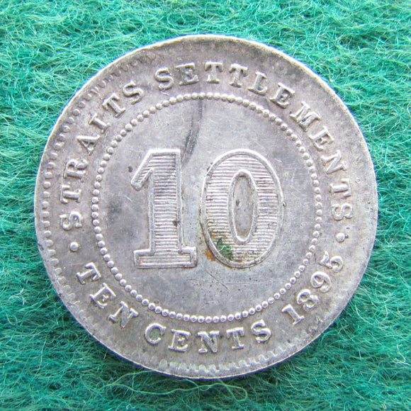 Straits Settlements 1895 10 Cent Queen Victoria Coin