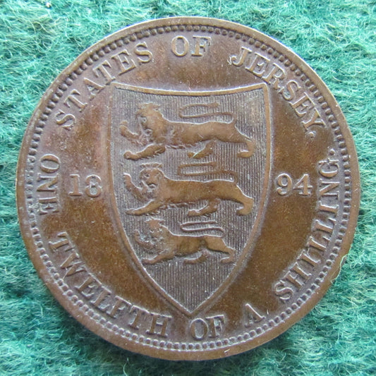 States Of Jersey 1894 1/12 One Twelfth Of A Shilling Coin - Circulated