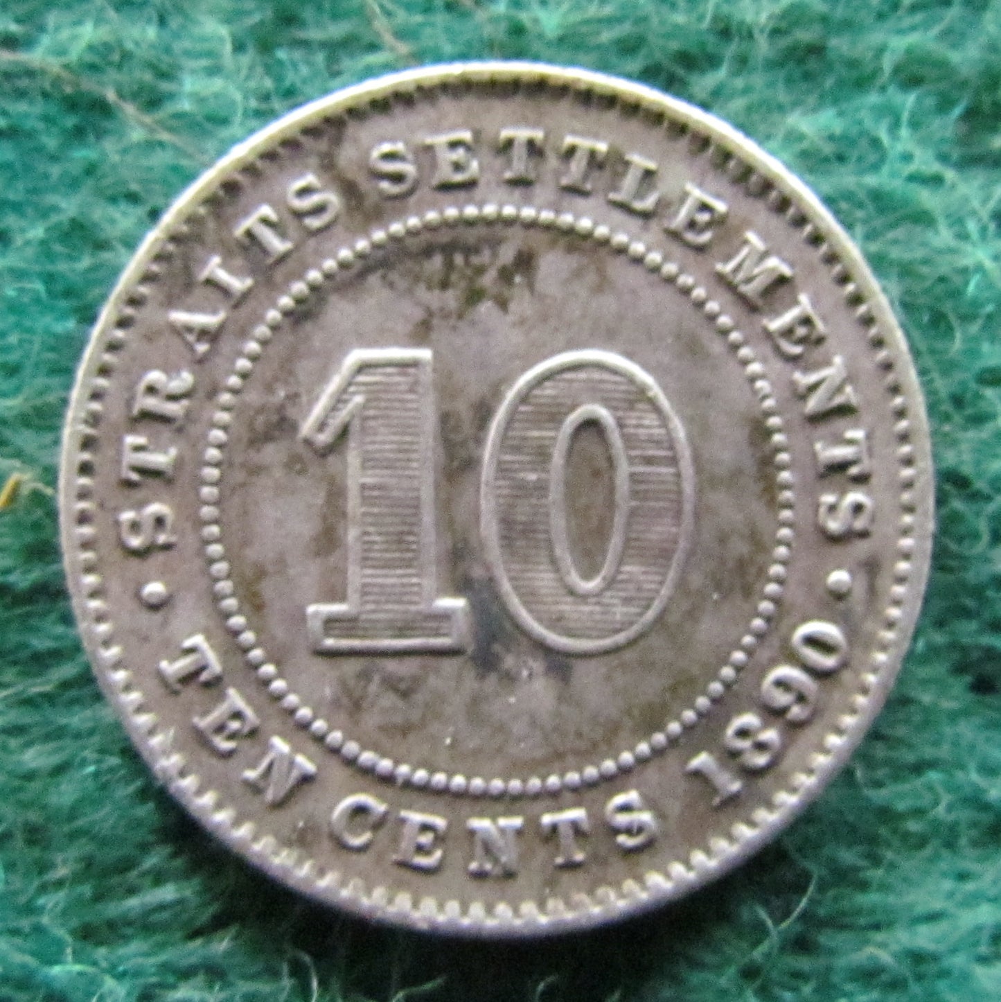 Straits Settlements 1890 10 Cent Queen Victoria Coin