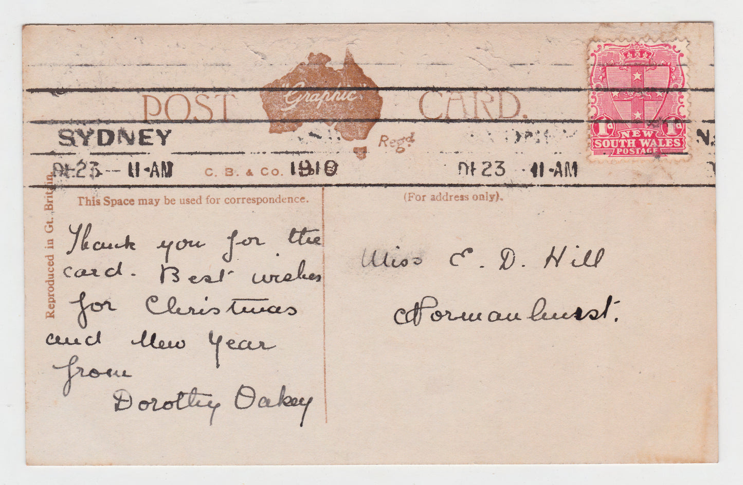 Postcard Suspensionn Bridge Lane Cove River Sydney NSW Postmarked 1910