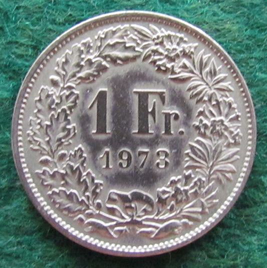 Helvetica Switzerland Swiss 1973 1 Franc Coin - Circulated