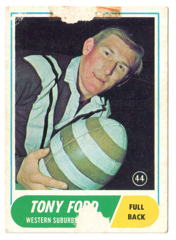 Scanlens 1969 A Grade NRL Football Card  #44 - Tony Ford - Western Suburbs