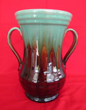 Trent Potery Green & Brown Drip Glazed Waisted Body Double Handled Vase c.1950