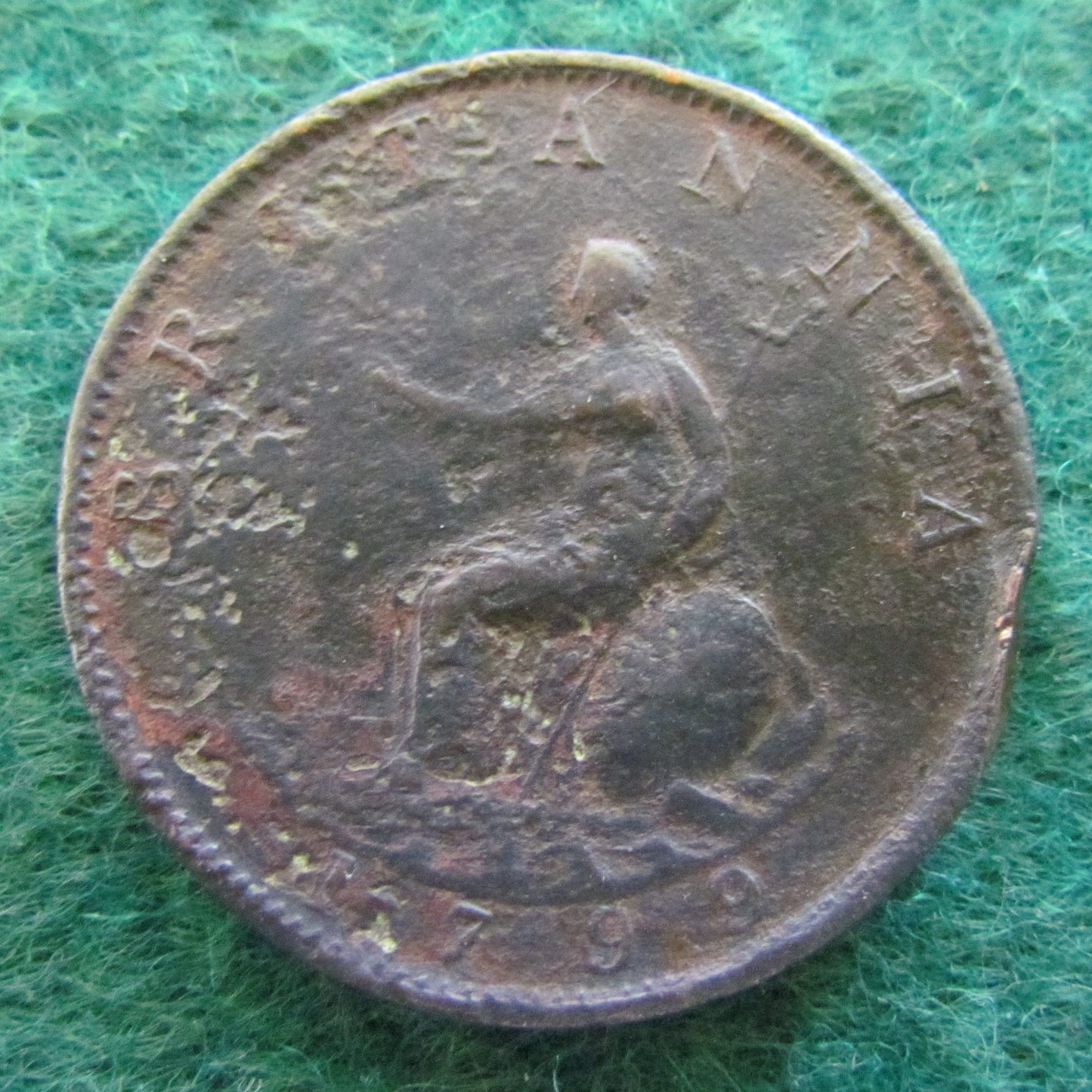 GB British UK English 1799 Half Penny King George III Coin - Circulated
