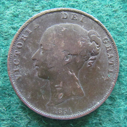 GB British UK English 1851 Penny Queen Victoria Coin - Young Head