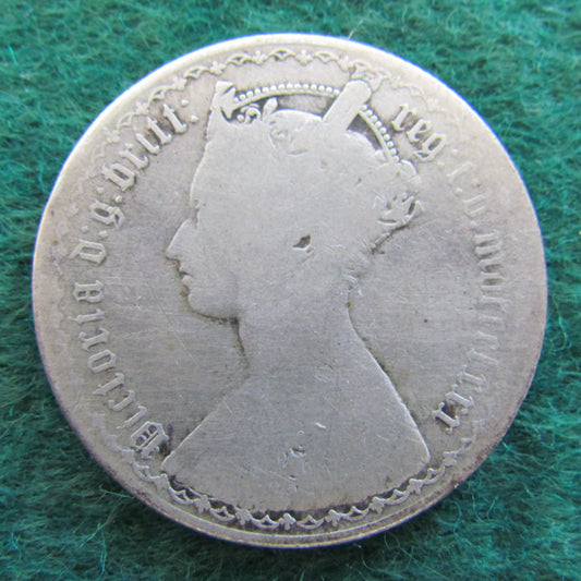 GB British UK English 1853 Gothic Florin 2 Shilling Queen Victoria Coin