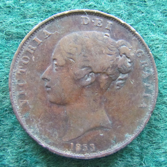 GB British UK English 1853 Penny Queen Victoria Coin