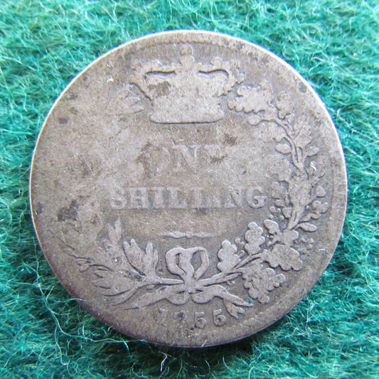 GB British UK English 1855 Shilling Queen Victoria Silver Coin